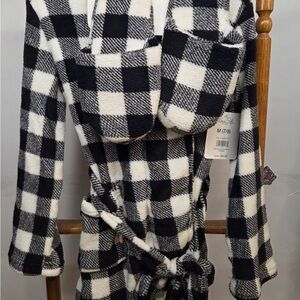 Girls Plaid Robe & Slipper Set Size M (7-8) - NWT